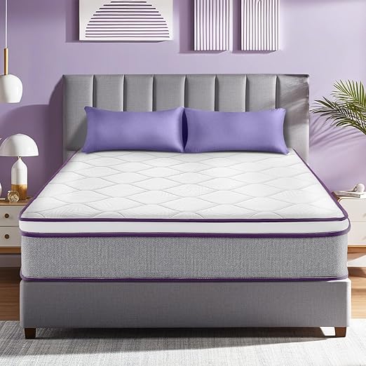 Hybrid Mattress, Medium Feel Individual Pocket Spring for Motion Isolation Silent Sleep, Pressure Relief, Mattress in A Box (White, Twin, 12, Inches)