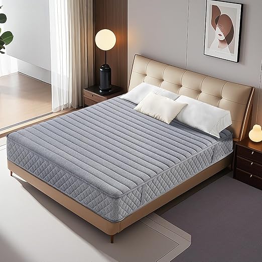 Hybrid Mattress, Medium Feel, with Individual Pocket Spring for Motion Isolation & Silent Sleep, Pressure Relief, Mattress in A Box (Gray, Full, 12, Inches)