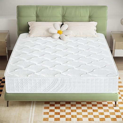 Hybrid Mattress, Medium Feel, with Individual Pocket Spring for Motion Isolation & Silent Sleep, Pressure Relief, Mattress in A Box (White, Twin, 10, Inches)