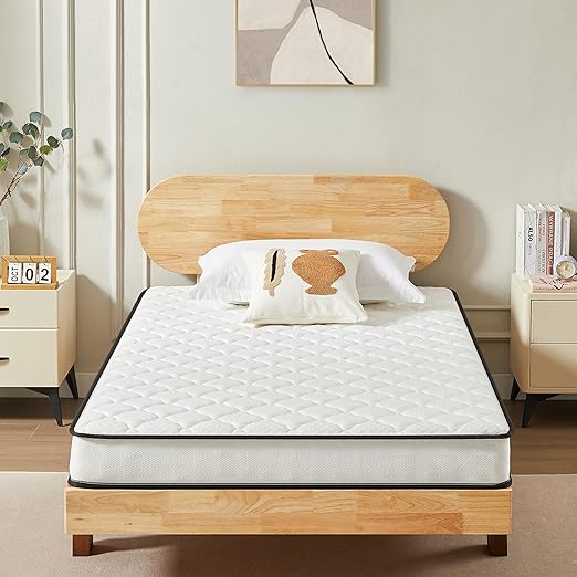 6 Inch Twin Size Hybrid Mattress, Fiberglass Free, Medium Firmness, Durable Support, Certified Safe Foams & Fabric, Mattress in A Box (Twin)