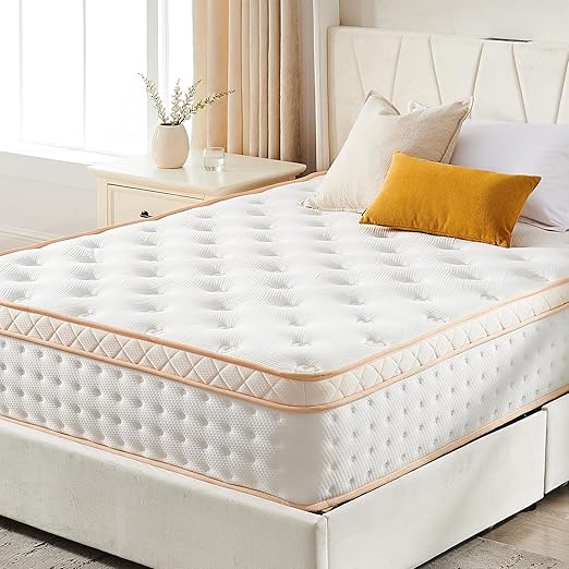 10 Inch Full Mattress, Medium Firm Hybrid Mattress with Gel Memory Foam & Pocketed Coils, CertiPUR-US Certified, Pressure Relief, Motion Isolation, 100-Night Trial, 80“ x 60" x 10"