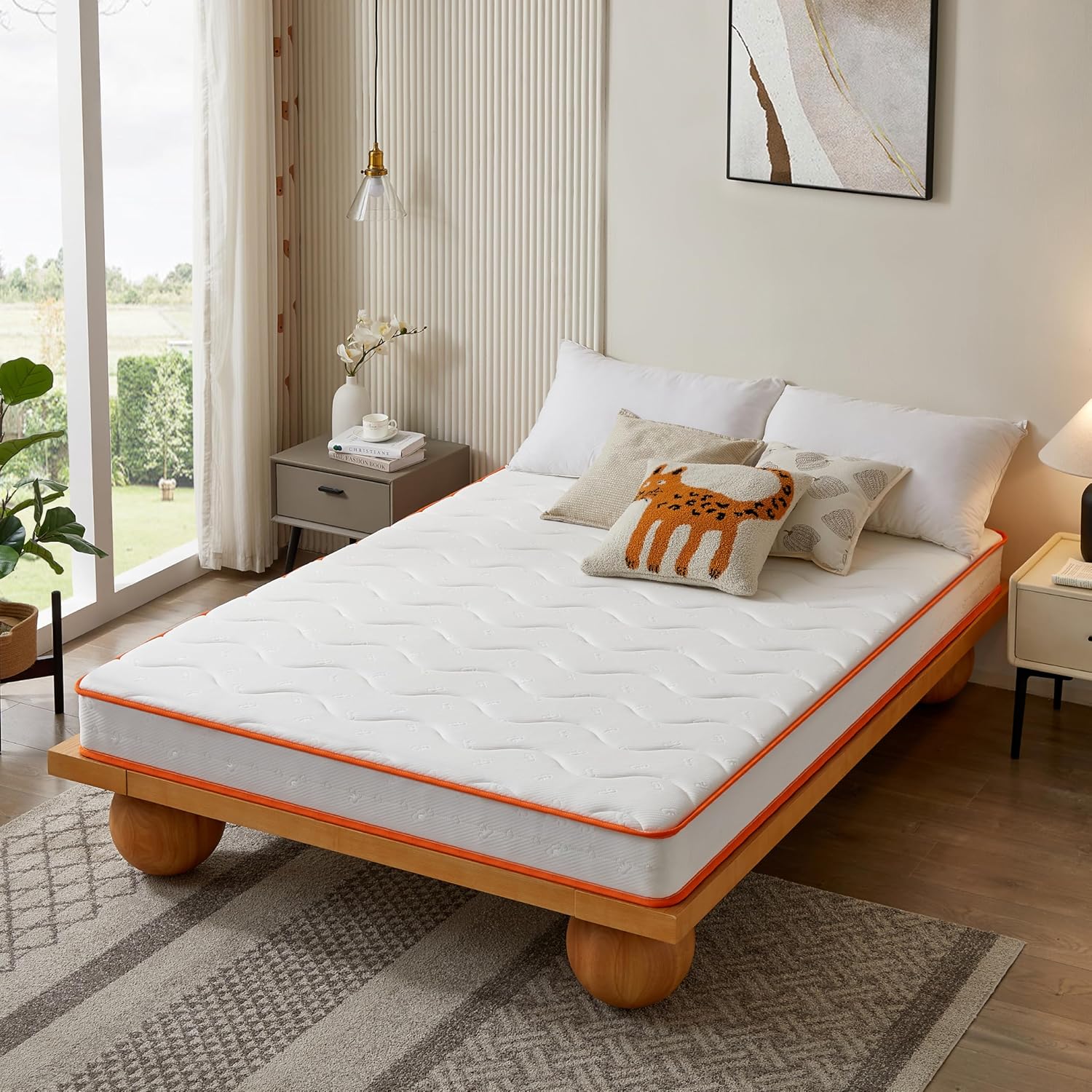 6 Inch Foam and Spring Hybrid Mattress, Fiberglass Free, Medium Firmness, Durable Support, Certified Safe Foams & Fabric, Mattress in A Box (Twin)