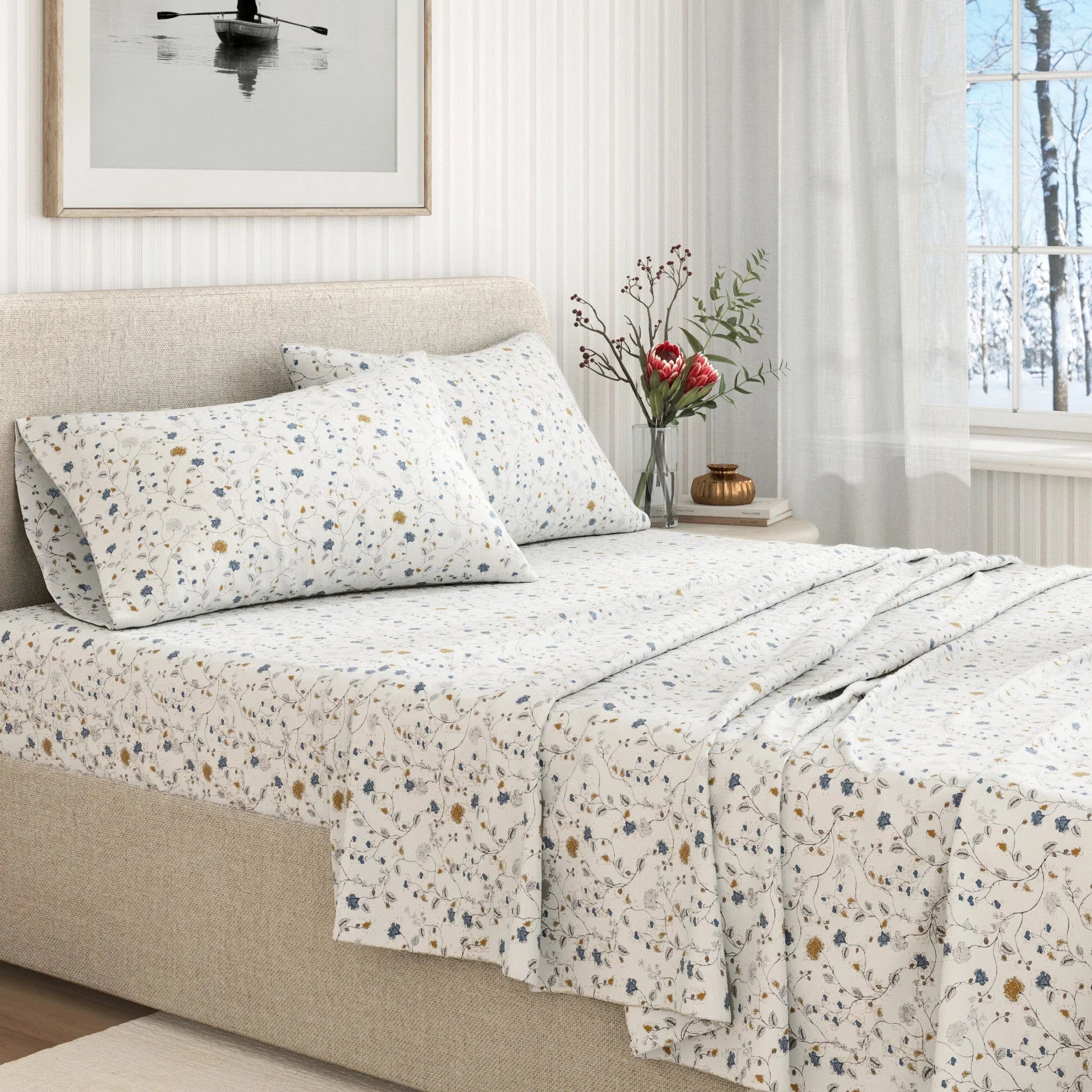 Winter Floral Cotton Sheet Set Collection