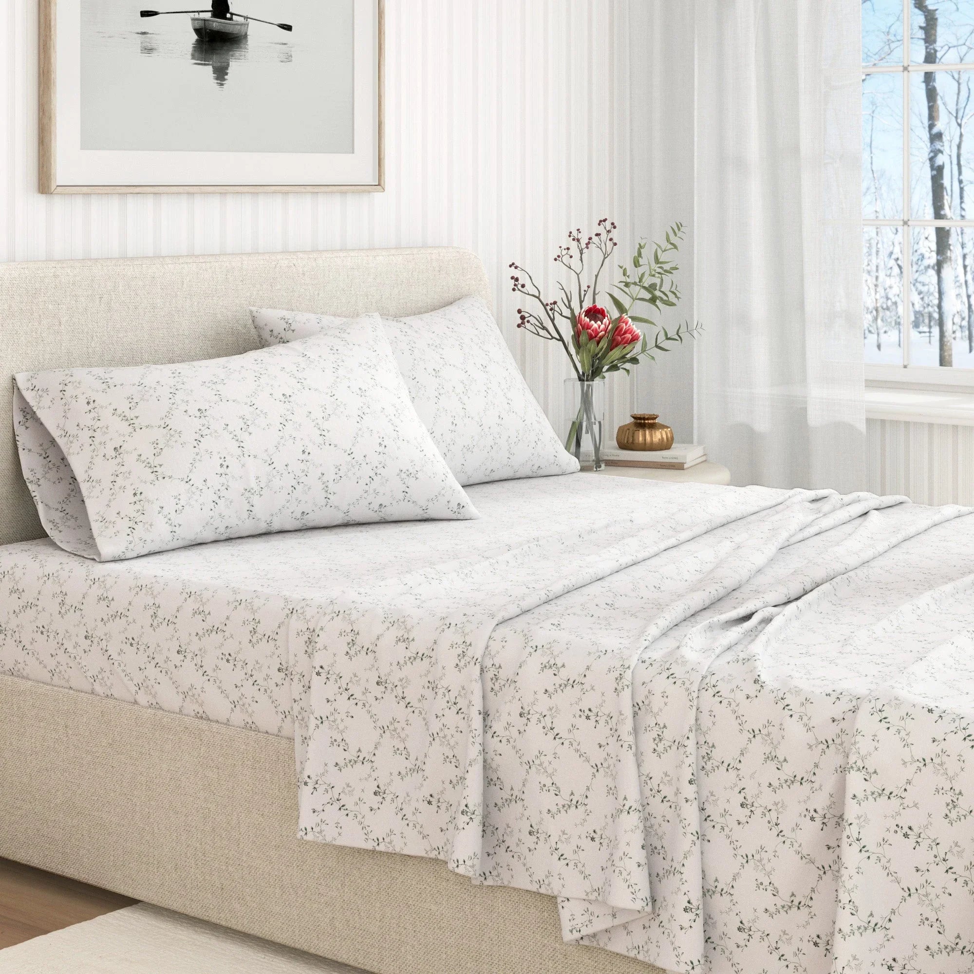 Winter Floral Cotton Sheet Set Collection