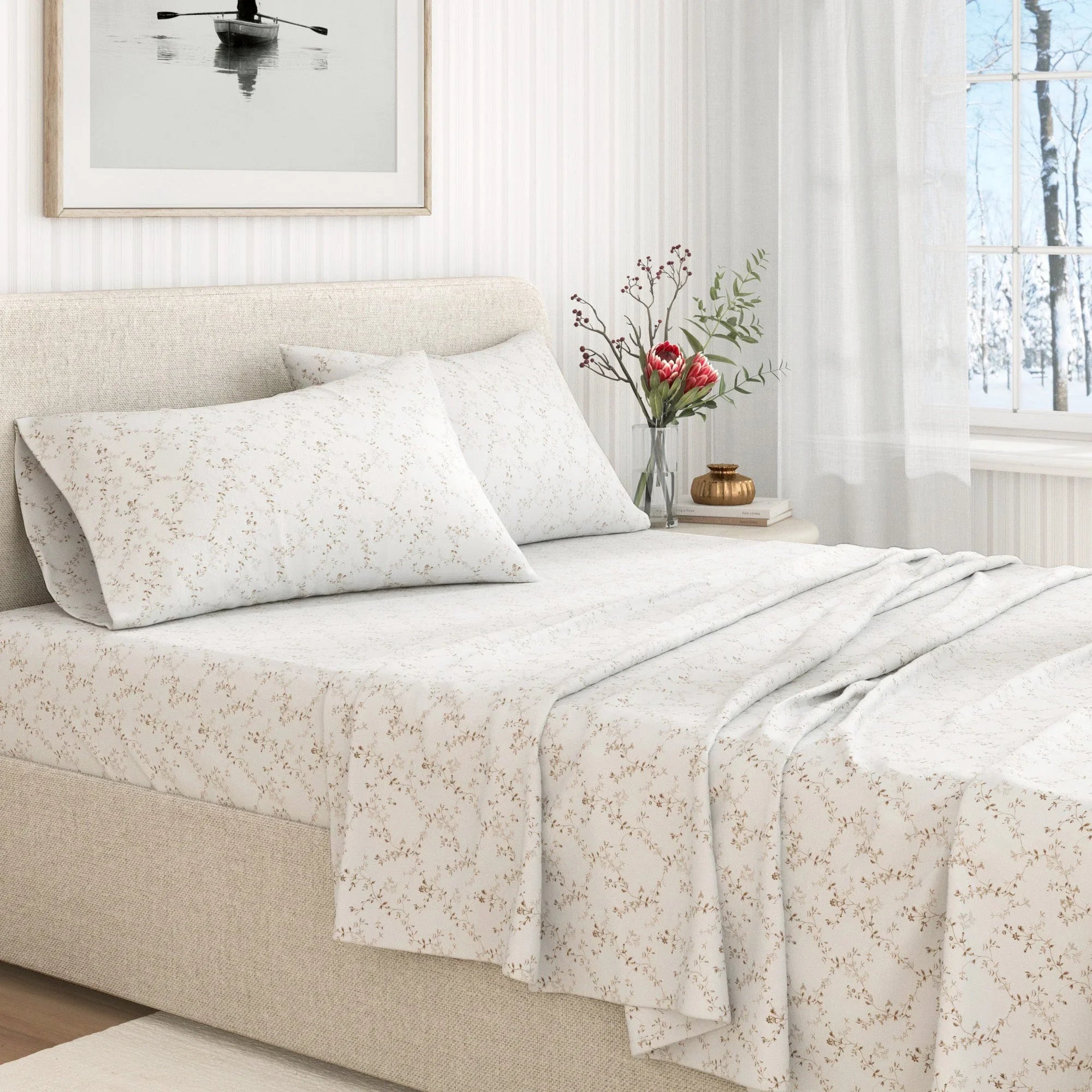Winter Floral Cotton Sheet Set Collection