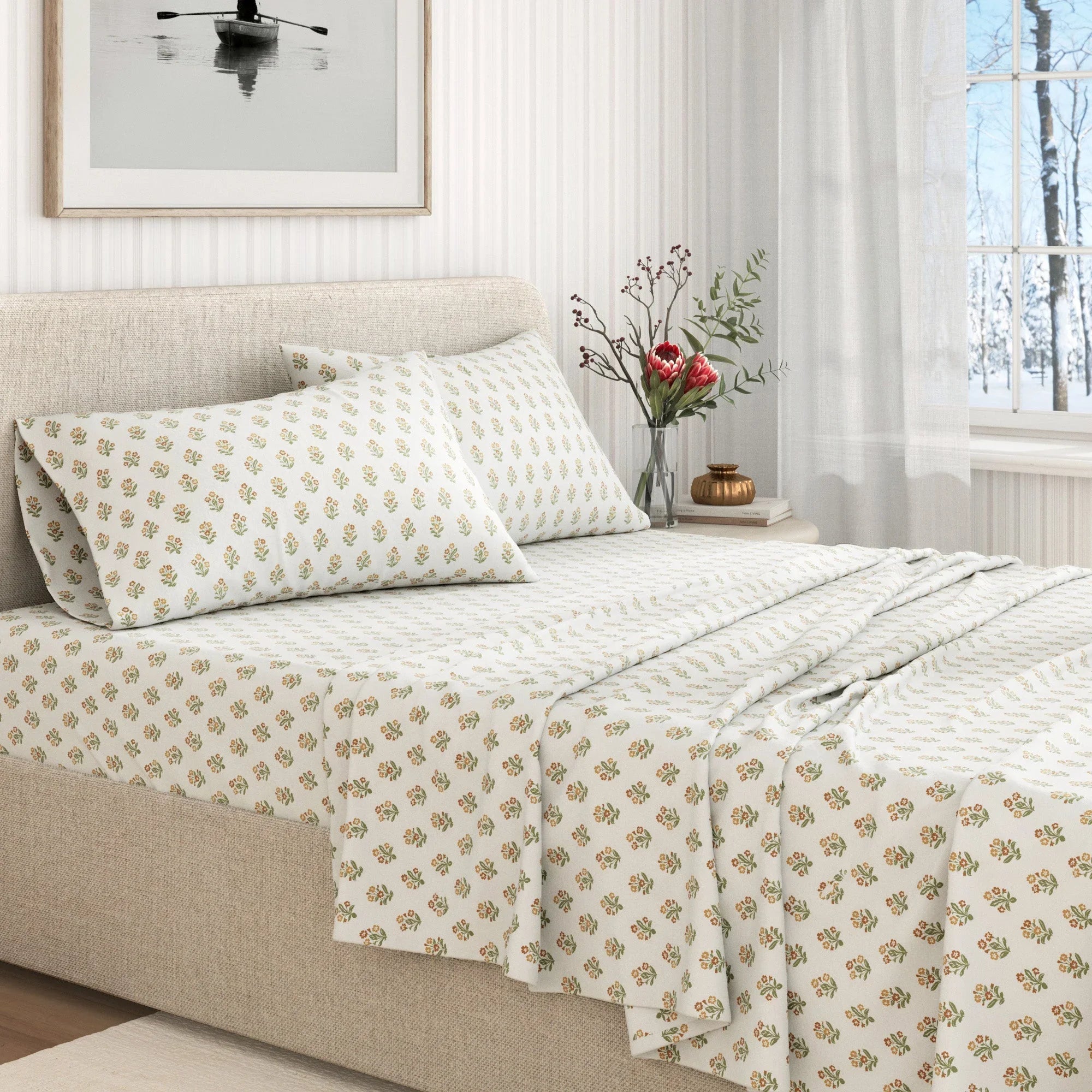 Winter Floral Cotton Sheet Set Collection